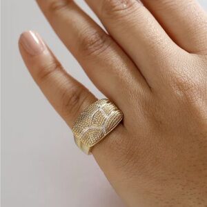 Stamped Yellow Diamond Accent Ring in 18kg Plated by Karis